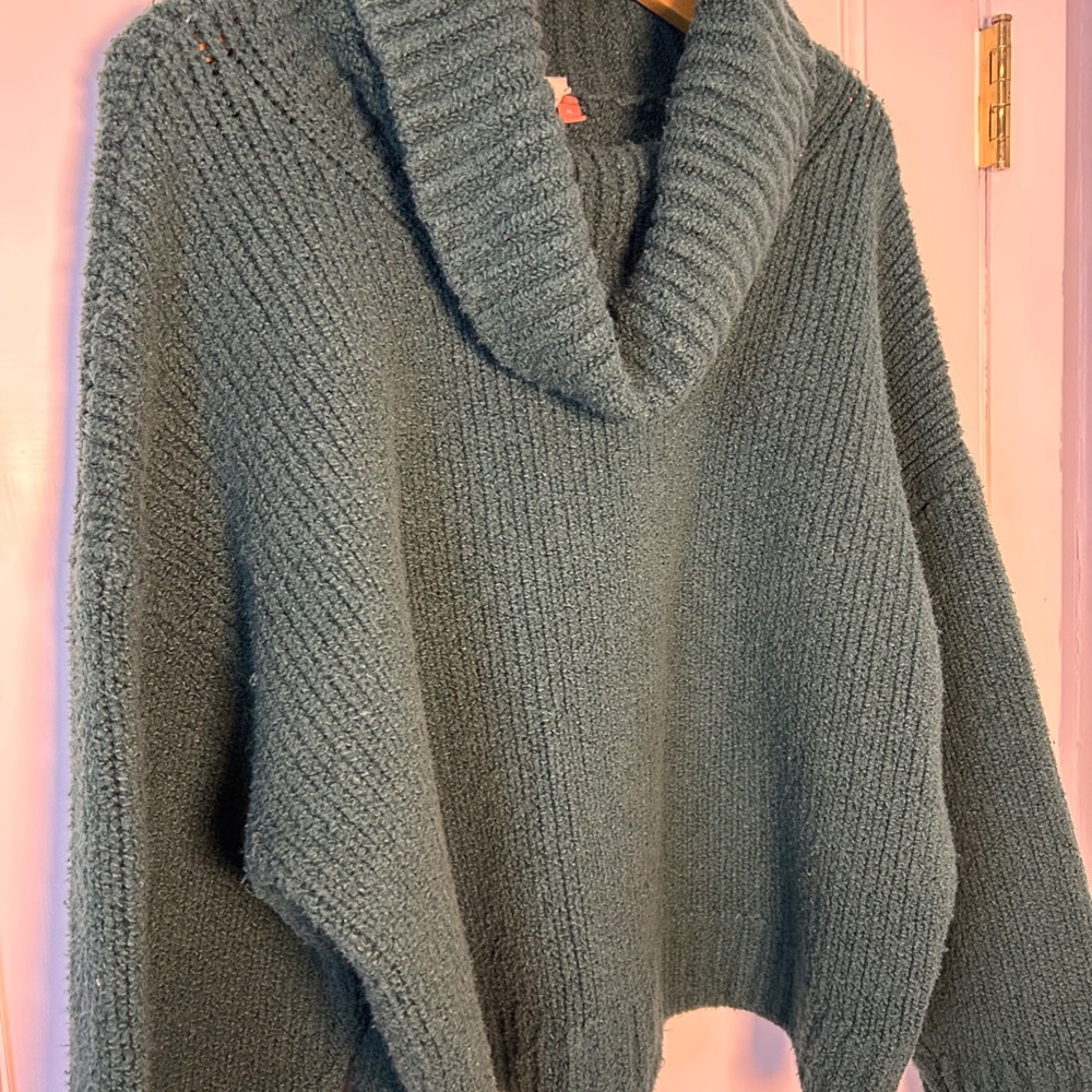 Pilcro Anthropologie chunky cowl neck knit sweater in forest green X-Large Cozy - Picture 9 of 12